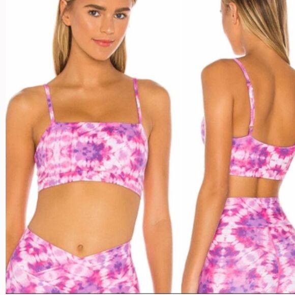 Beach Riot Hannah Sports Top Pink Purple Tie Dye Bra Strap Size XS Athletic - Picture 1 of 4